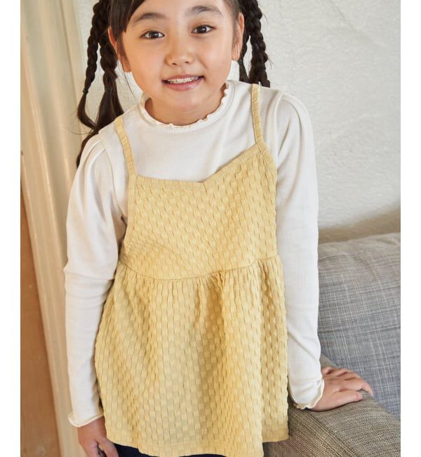 ikka kids「フクレジャカードキャミドッキングロンT（120~160cm）【WEB限定カラー展開】」|シャツ・ブラウス|