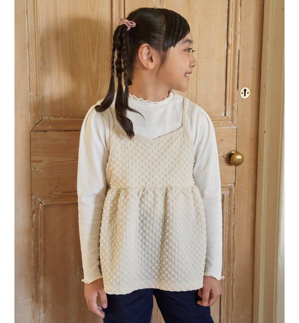 ikka kids「フクレジャカードキャミドッキングロンT（120~160cm）【WEB限定カラー展開】」|シャツ・ブラウス|