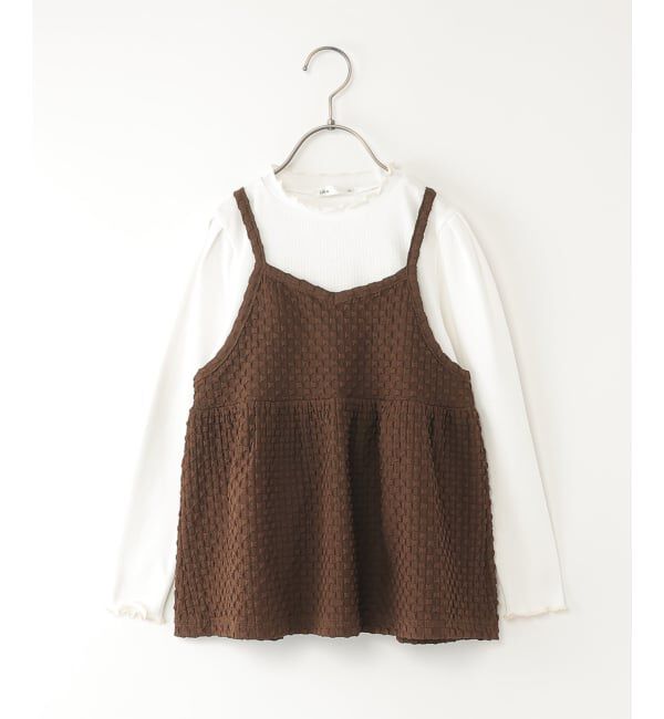 ikka kids「フクレジャカードキャミドッキングロンT（120~160cm）【WEB限定カラー展開】」|シャツ・ブラウス|