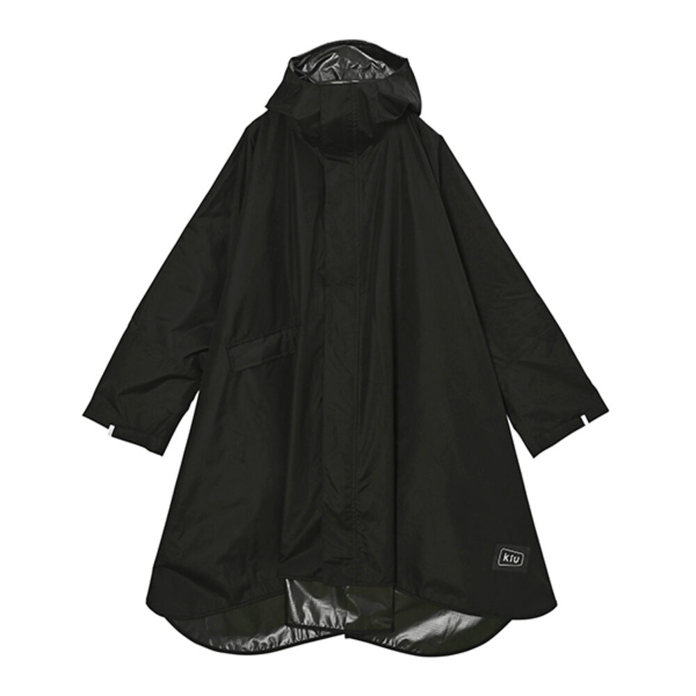 KiU「kiu キウ レインコート ポンチョ 通販 ポンチョスリーブ レインポンチョ 雨具 雨合羽 かっぱ」|レインコート|ブラック1