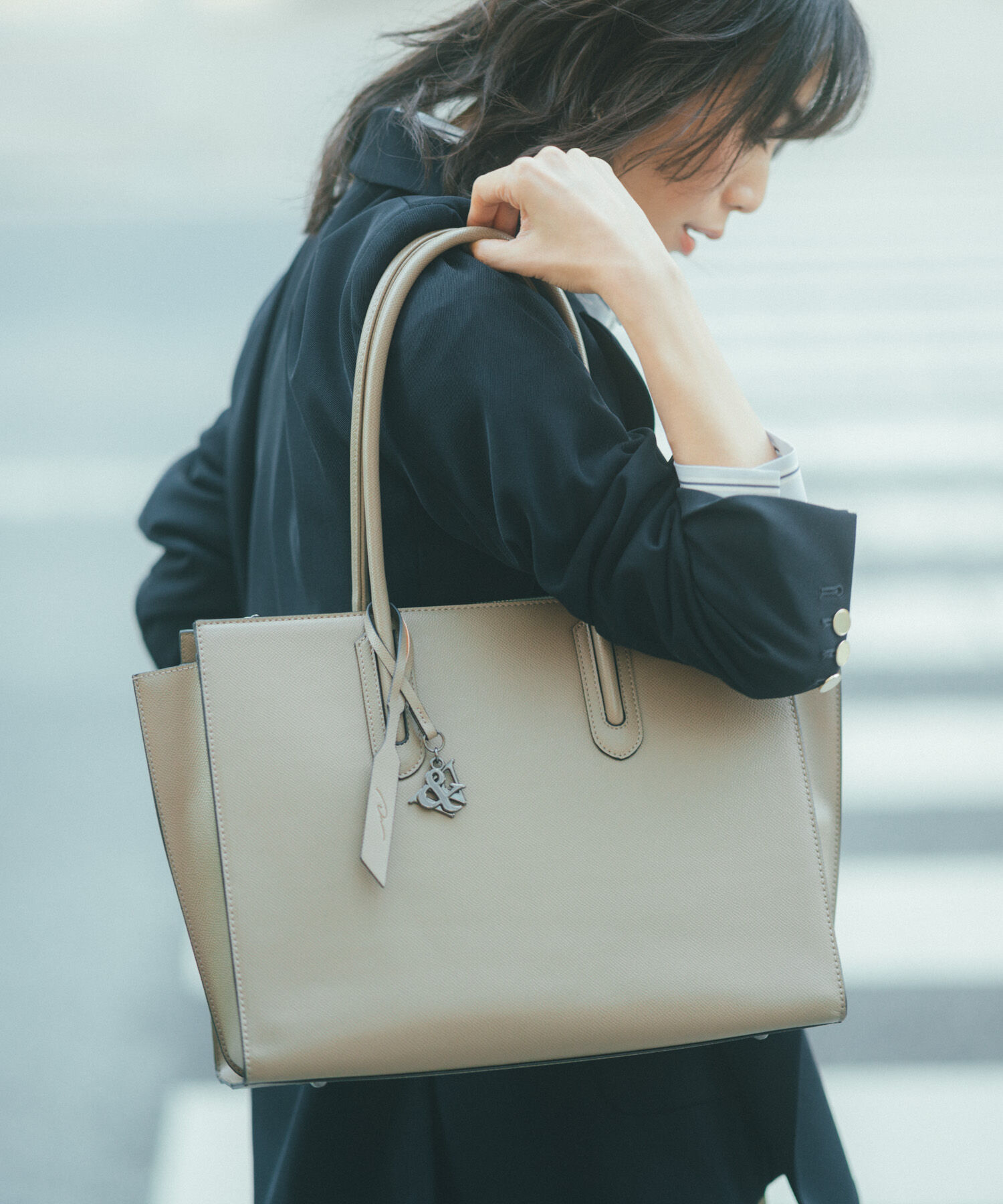 W&.Day/Night「トートバッグ ビジネス きれいめ W&.Day/Night スムーク トートバッグ A4サイズ 19192」|トートバッグ|ベージュ