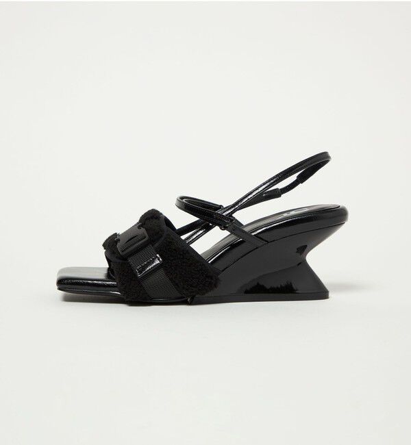 SY UNITED ARROWS「＜SY＞ボア ウェッジバックベルト サンダル60&uarr;」|サンダル|BLACK