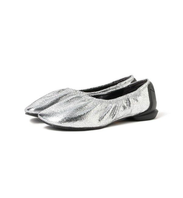 BEAMS SELECTION for WOMEN「SHISEI / ギャザー メタリック バレエシューズ」|パンプス|SILVER