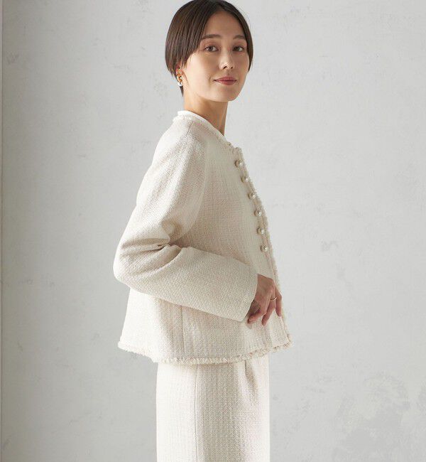 SHIPS for women「〈セレモニー対応可〉スラブ ツイード ノーカラー ジャケット（セットアップ対応）」|ノーカラージャケット|