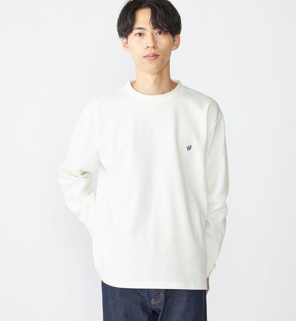 SHIPS「【WEB限定】SHIPS:〈抗菌・防臭〉ワンポイント ロゴ バーズアイ クルーネック 長袖 Tシャツ」|Tシャツ・カットソー|