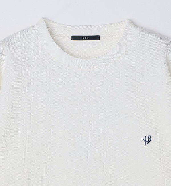 SHIPS「【WEB限定】SHIPS:〈抗菌・防臭〉ワンポイント ロゴ バーズアイ クルーネック 長袖 Tシャツ」|Tシャツ・カットソー|