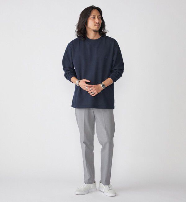 SHIPS「【WEB限定】SHIPS:〈抗菌・防臭〉ワンポイント ロゴ バーズアイ クルーネック 長袖 Tシャツ」|Tシャツ・カットソー|