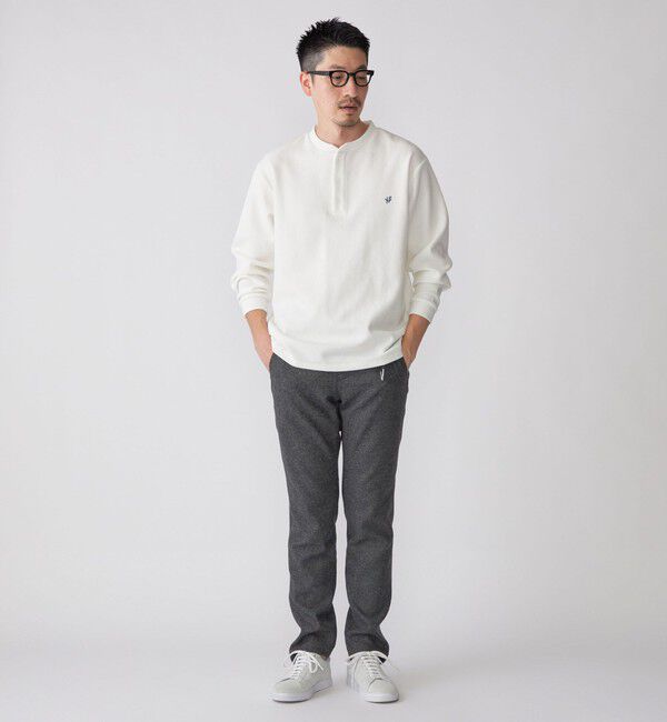SHIPS「【WEB限定】SHIPS:〈抗菌・防臭〉ワンポイントロゴ バーズアイ ヘンリーネック 長袖 Tシャツ」|Tシャツ・カットソー|