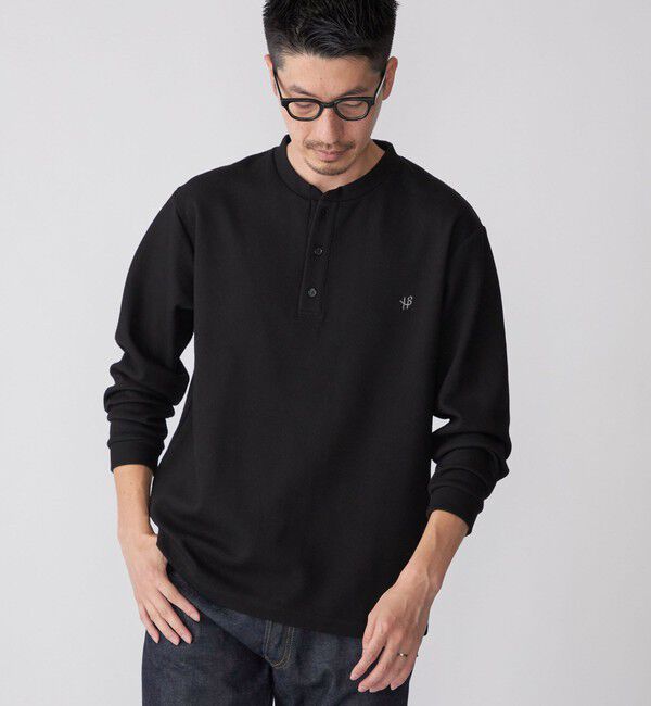 SHIPS「【WEB限定】SHIPS:〈抗菌・防臭〉ワンポイントロゴ バーズアイ ヘンリーネック 長袖 Tシャツ」|Tシャツ・カットソー|