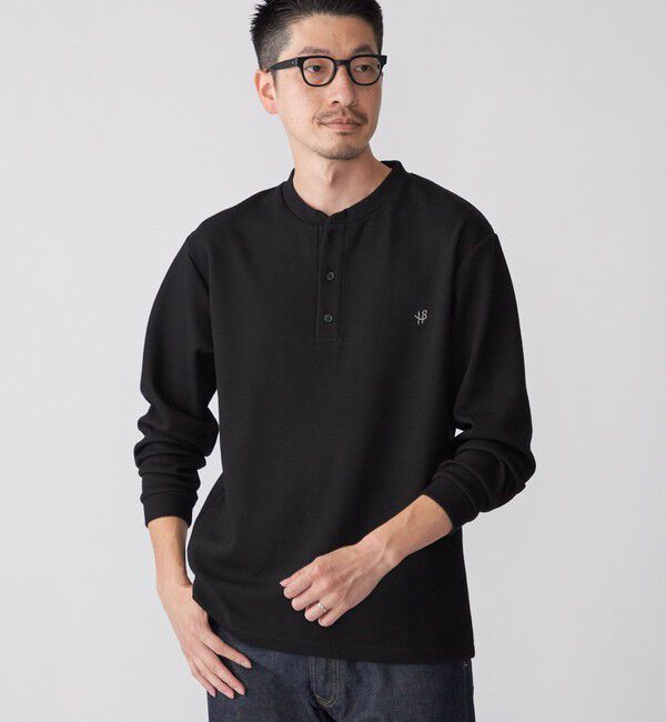 SHIPS「【WEB限定】SHIPS:〈抗菌・防臭〉ワンポイントロゴ バーズアイ ヘンリーネック 長袖 Tシャツ」|Tシャツ・カットソー|