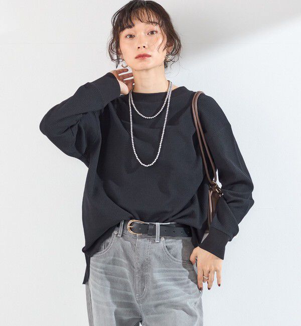 SHIPS Colors 「〈手洗い可能〉TC ワッフル ボートネック トップス◇」|Tシャツ・カットソー|