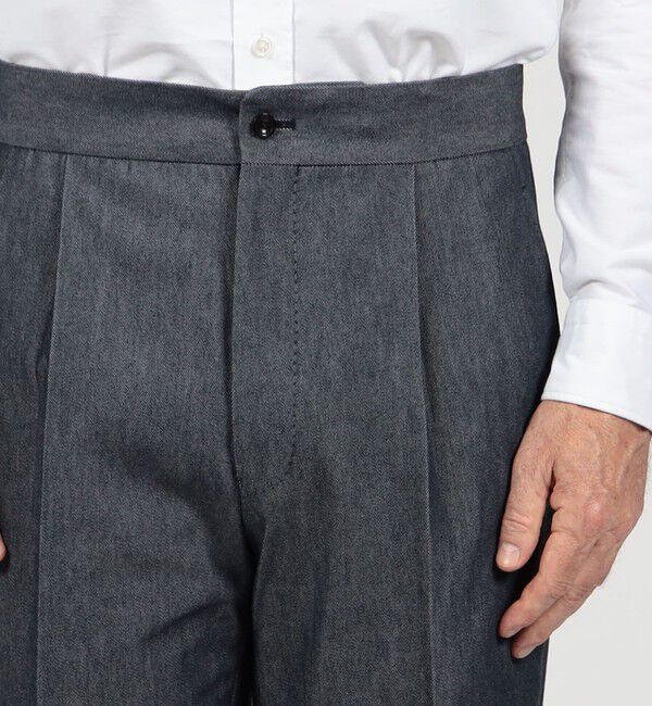 TOMORROWLAND MENS「コットンカシミヤ バックベルト ペグトップスラックス SONDRIO」|スラックス|