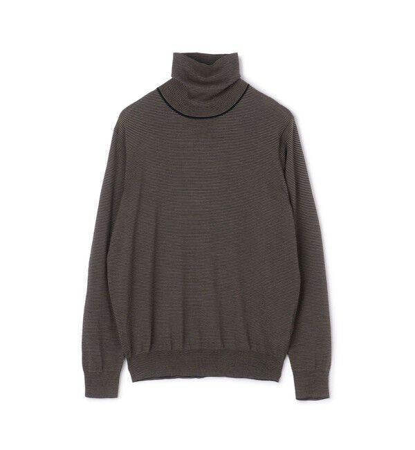 TOMORROWLAND MENS「TOMORROWLAND tricot スーパーファインメリノウール タートルネック S-WOOL」|ニット・セーター|18 ブラックボーダー