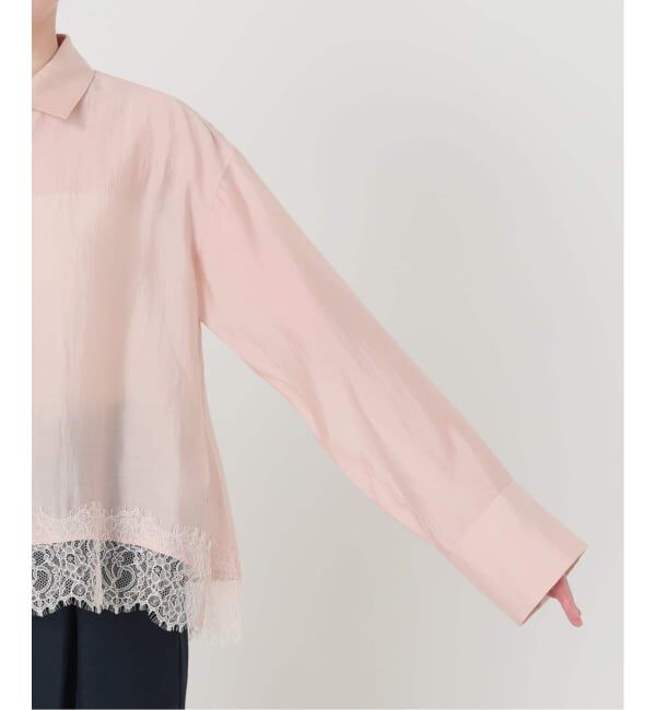  「【洗える】レーストリミングシャツ」|シャツ・ブラウス|