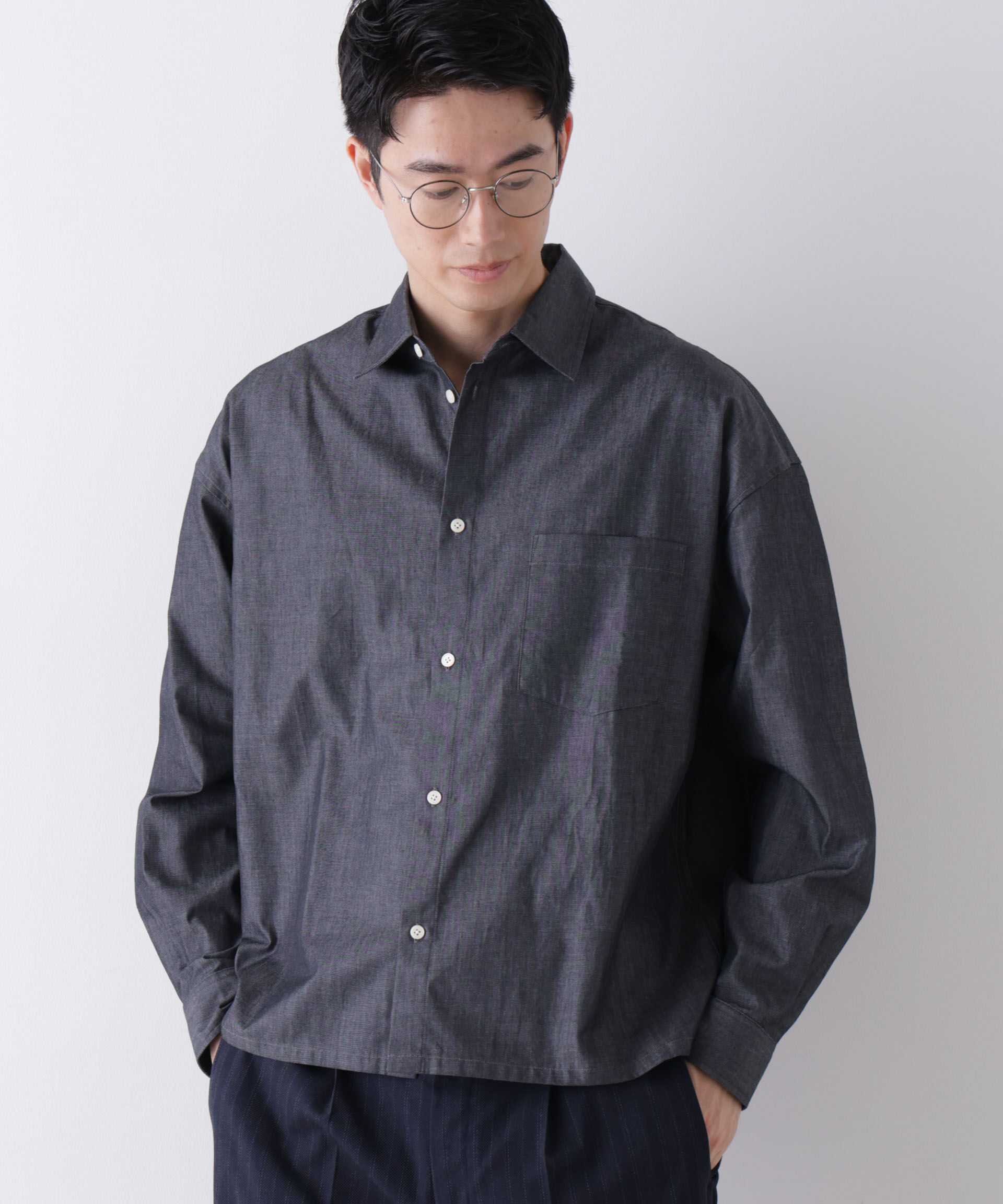 NANO universe「｢James Fabric｣ ボクシークロップドシャツブルゾン」|シャツ・ブラウス|
