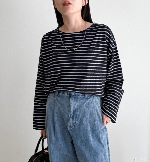 fredy emue「【人気商品の新型】ボーダーハートステッチルーズロンTシャツ」|Tシャツ・カットソー|