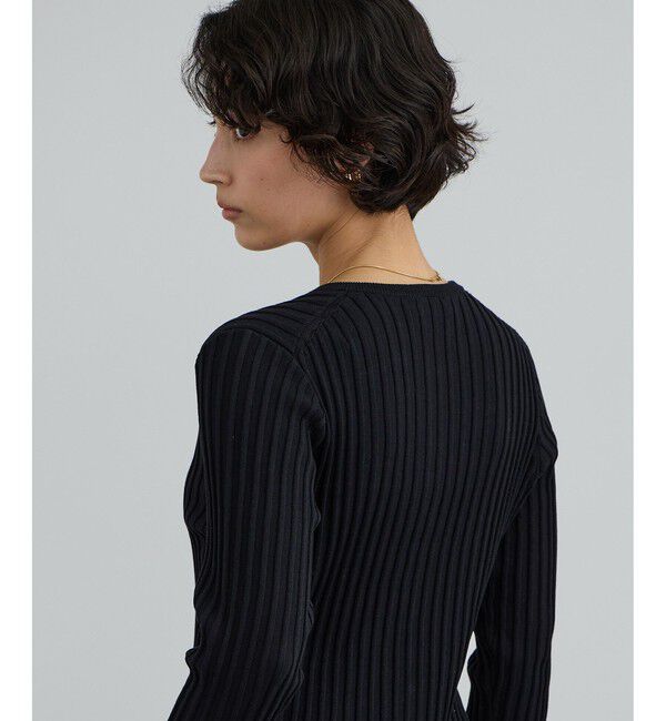 SALON adam et rope'「ワイドリブスキッパークルーネックカーディガン」|カーディガン|