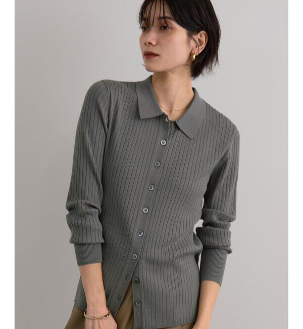 SALON adam et rope'「【WEB限定】リブポロ衿カーディガン」|カーディガン|