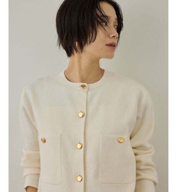 SALON adam et rope'「【WEB限定】スウェットライクメタルボタンカーディガン」|カーディガン|