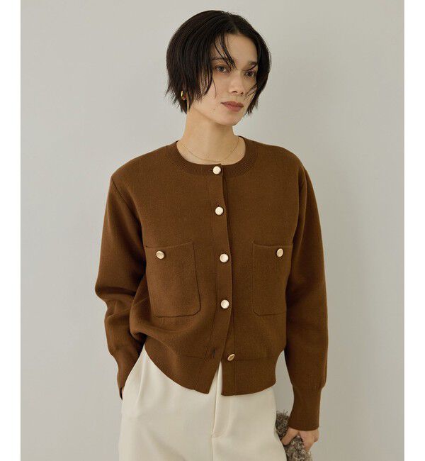 SALON adam et rope'「【WEB限定】スウェットライクメタルボタンカーディガン」|カーディガン|