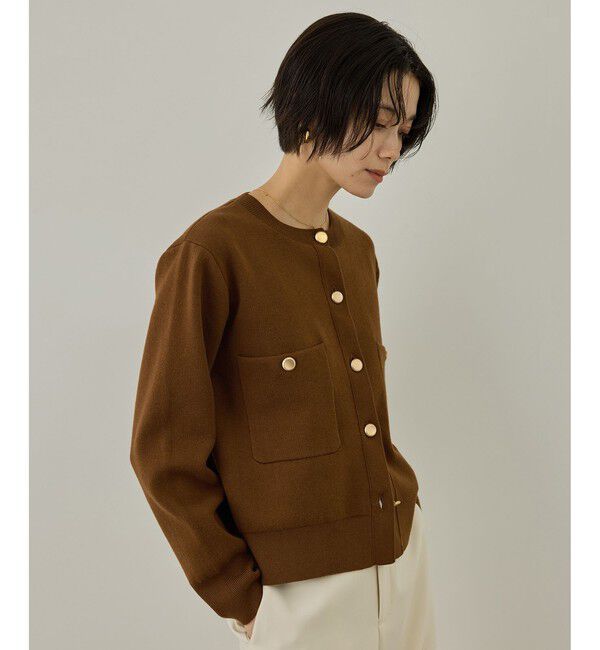 SALON adam et rope'「【WEB限定】スウェットライクメタルボタンカーディガン」|カーディガン|