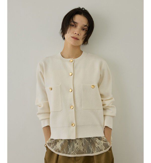 SALON adam et rope'「【WEB限定】スウェットライクメタルボタンカーディガン」|カーディガン|