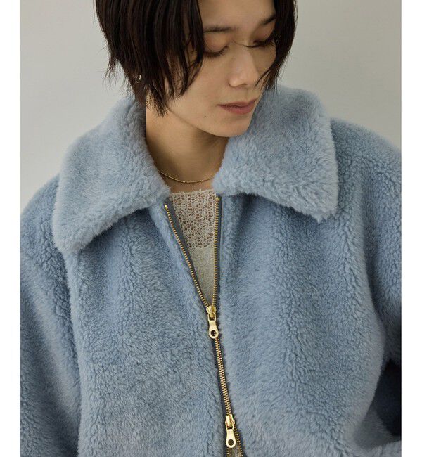 SALON adam et rope'「【WEB限定】スタンドカラージップアップボアブルゾン / 軽量」|ブルゾン・スタジャン|