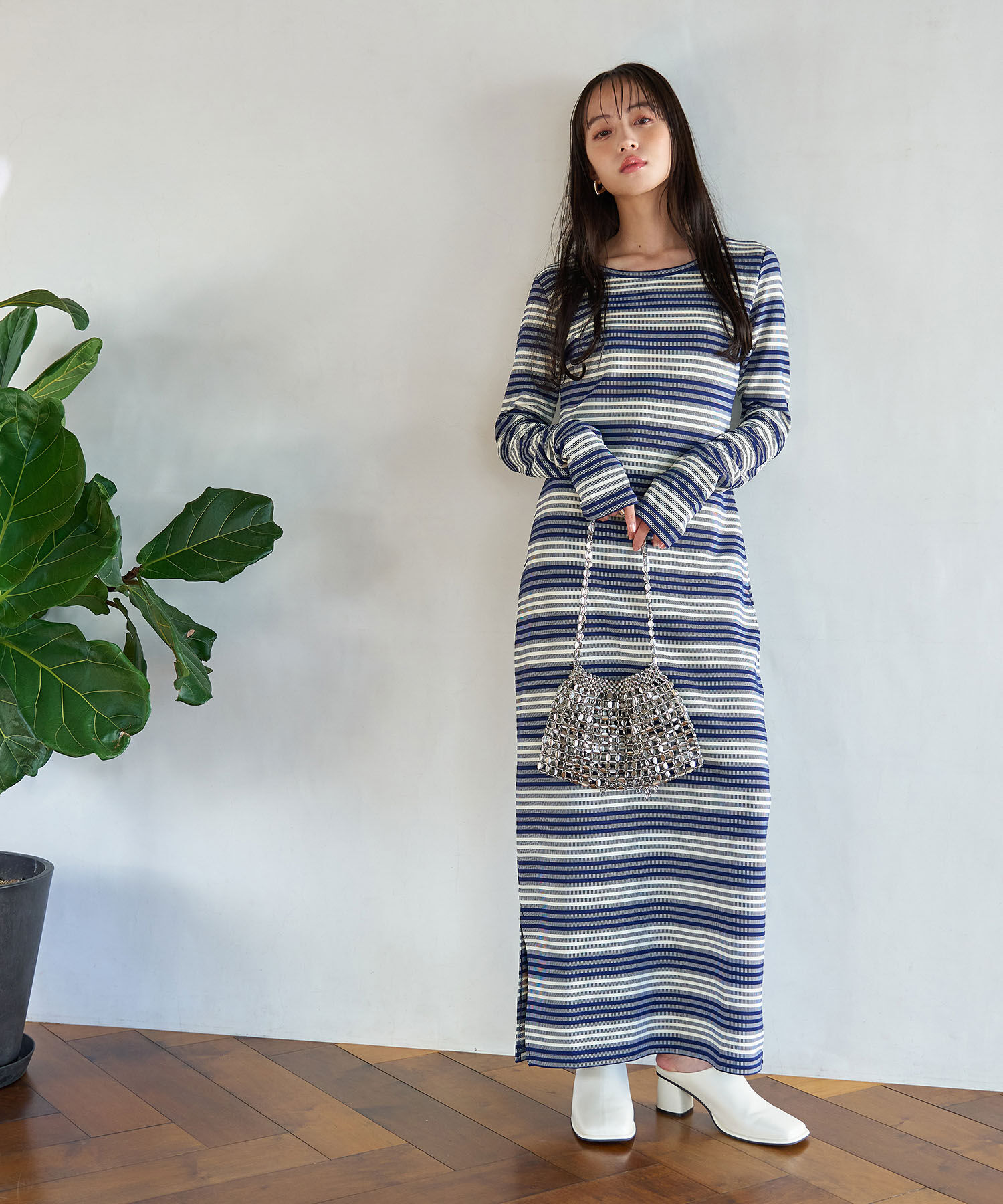 VIS「【STAYC/ISA着用】ジャガードマルチボーダーカットワンピース【洗える】」|ワンピース|