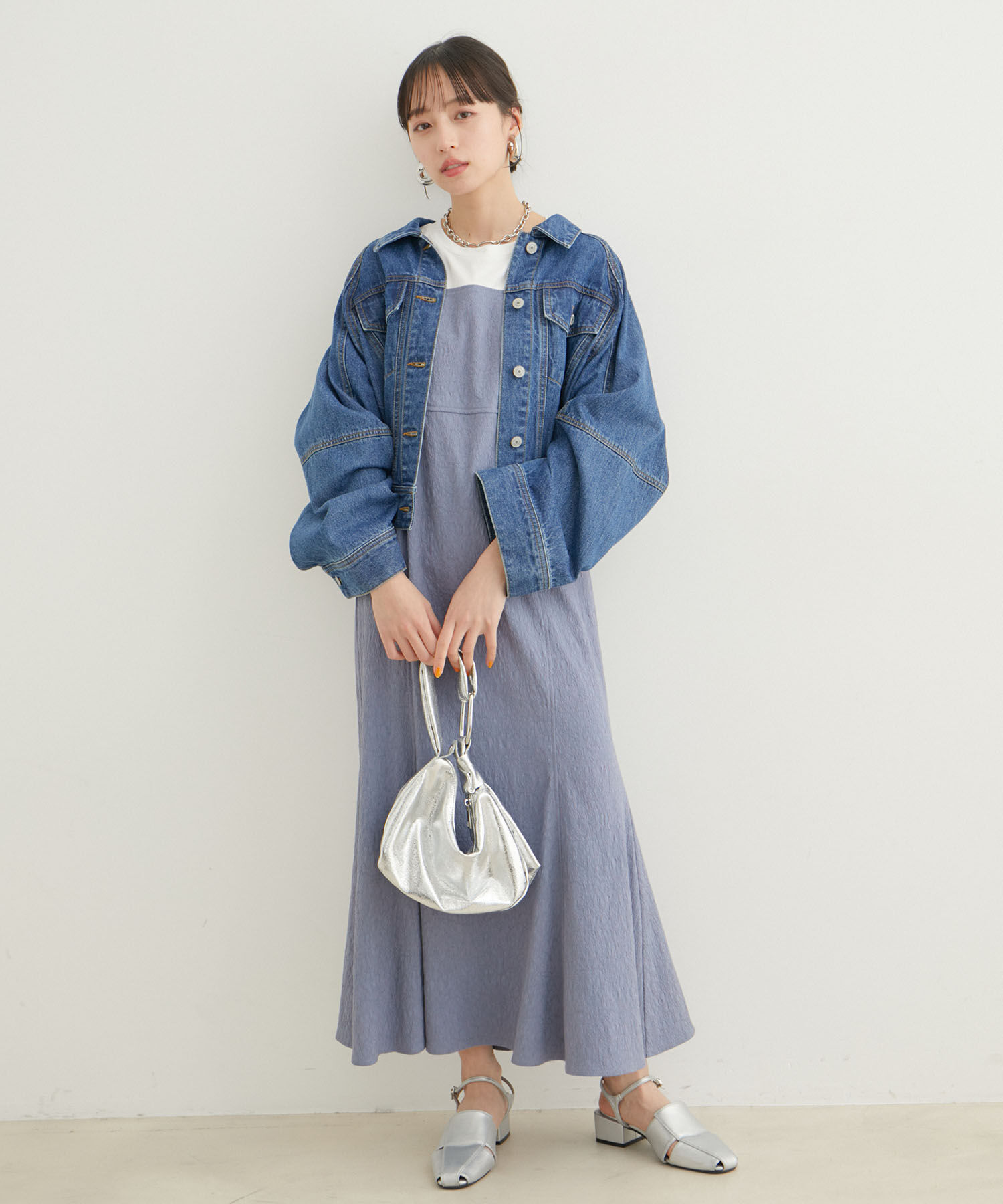 VIS「【新色追加】【VIS DRESS】チュールパールブラウス＆ジャガードワンピースセット」|ドレス|