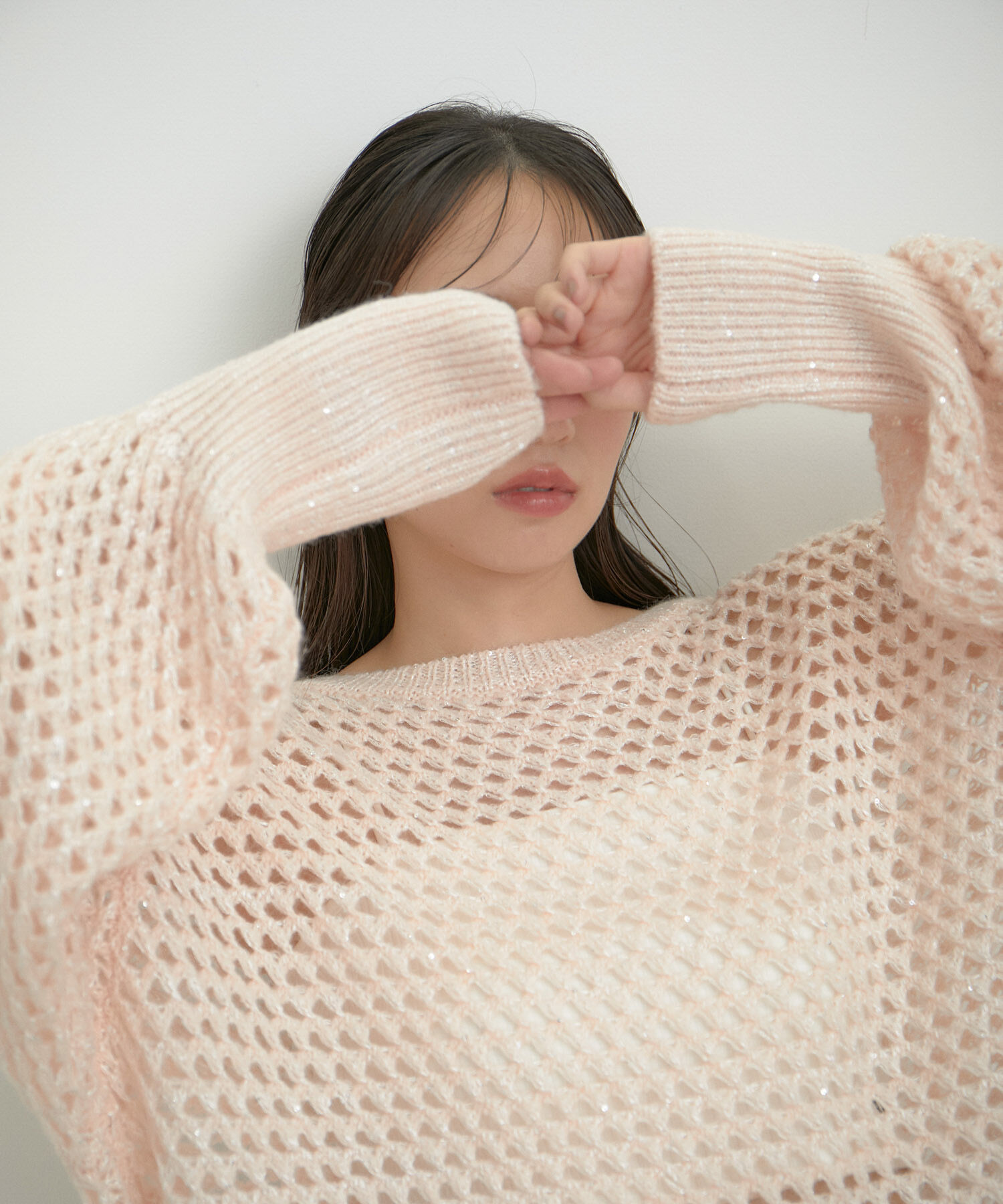 VIS「モヘアライクメッシュスパンコールニットプルオーバー」|ニット・セーター|