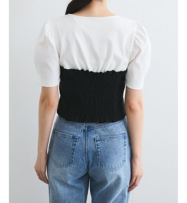 VIS「【新色追加】【美easy】釦ビスチェTシャツドッキングプルオーバー【接触冷感/洗える】」|Tシャツ・カットソー|