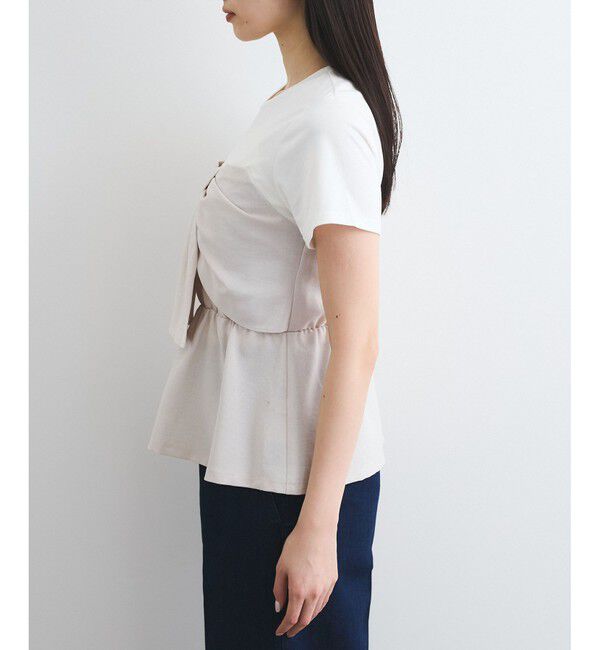 VIS「【新色追加】【美easy】ねじりリボンTシャツドッキングプルオーバー【接触冷感/洗える】」|Tシャツ・カットソー|