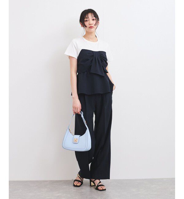 VIS「【新色追加】【美easy】ねじりリボンTシャツドッキングプルオーバー【接触冷感/洗える】」|Tシャツ・カットソー|