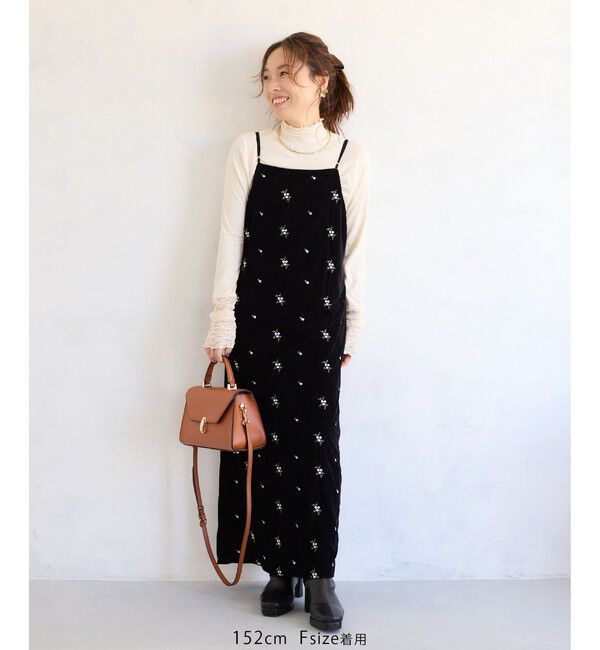 VIS「刺繍アソートベロアキャミワンピース/2WAY」|ワンピース|