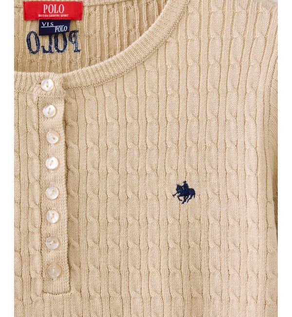 VIS「【POLO BCS】VIS別注ヘンリーネックミニケーブルニットトップス」|ニット・セーター|