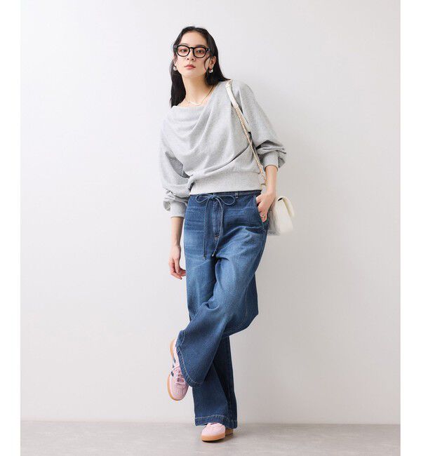VIS「ベルト付きワイドシルエットデニムパンツ」|デニム|