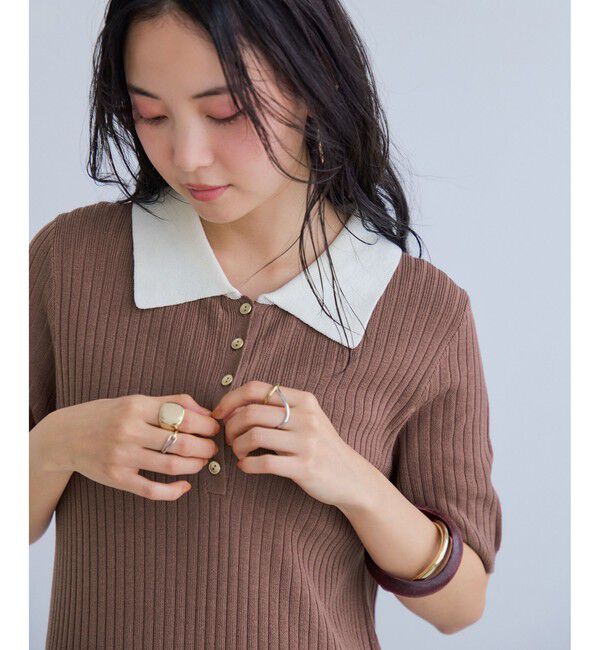 VIS「ポロ襟ニットワンピース」|ワンピース|
