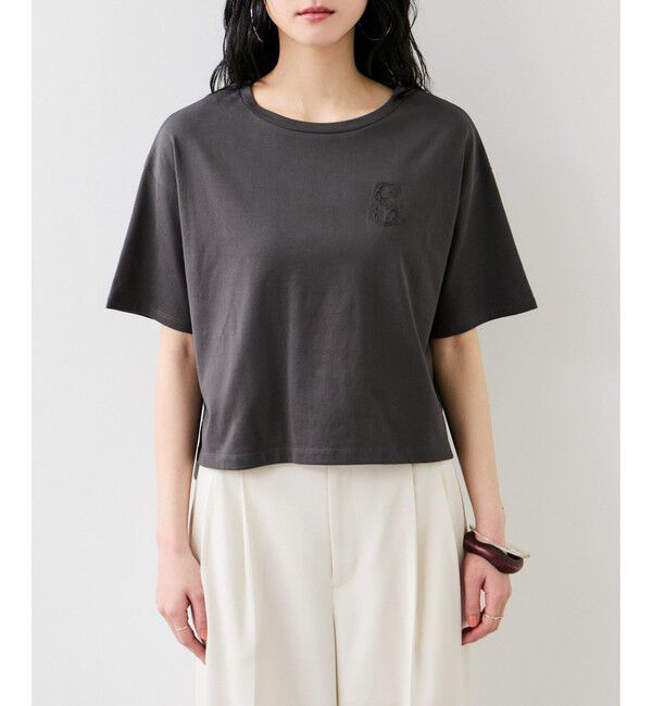 VIS「ボクシークロップド刺繍Tシャツ」|Tシャツ・カットソー|