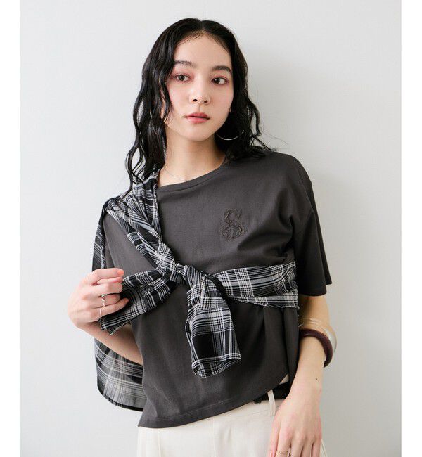 VIS「ボクシークロップド刺繍Tシャツ」|Tシャツ・カットソー|
