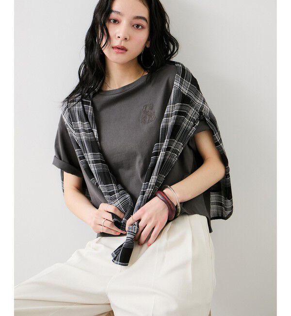 VIS「ボクシークロップド刺繍Tシャツ」|Tシャツ・カットソー|