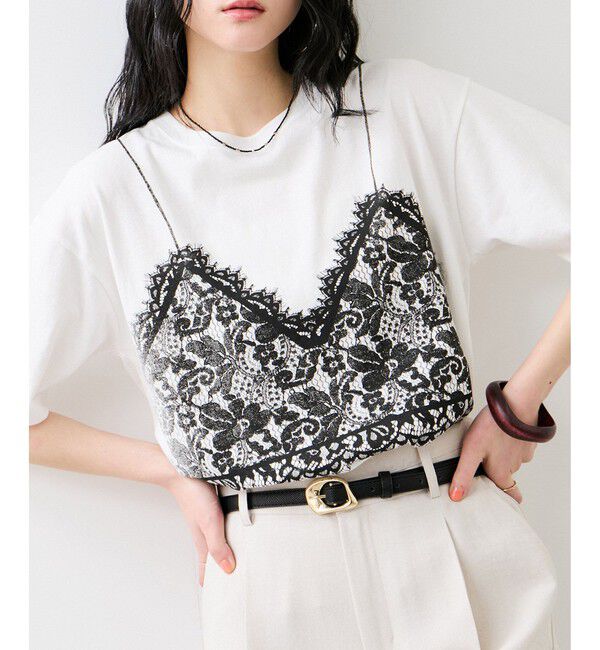 VIS「トロンプルイユプリントTシャツ」|Tシャツ・カットソー|ホワイト(10)