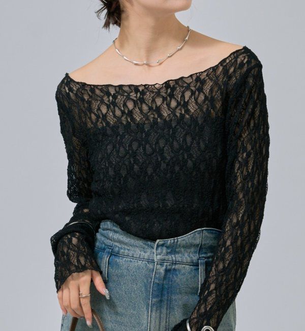  「レースプルオーバー」|Tシャツ・カットソー|ブラック