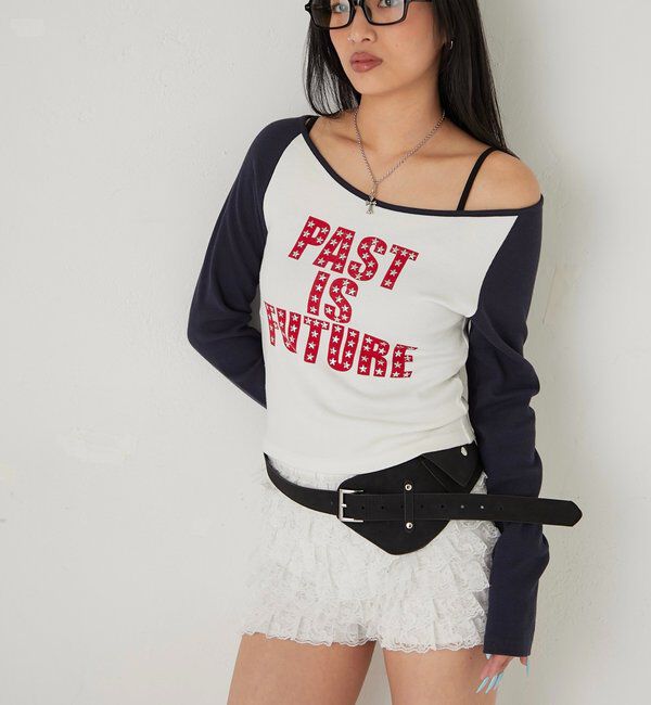  「スタースタッズラグランロゴトップス」|Tシャツ・カットソー|
