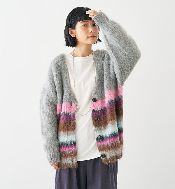 collex「ヘアリー畦編みカーディガン」|カーディガン|
