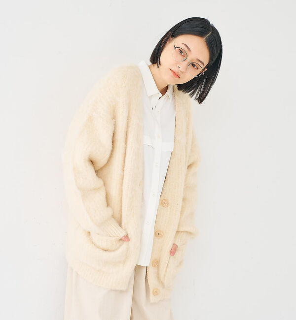 collex「ヘアリー畦編みカーディガン」|カーディガン|