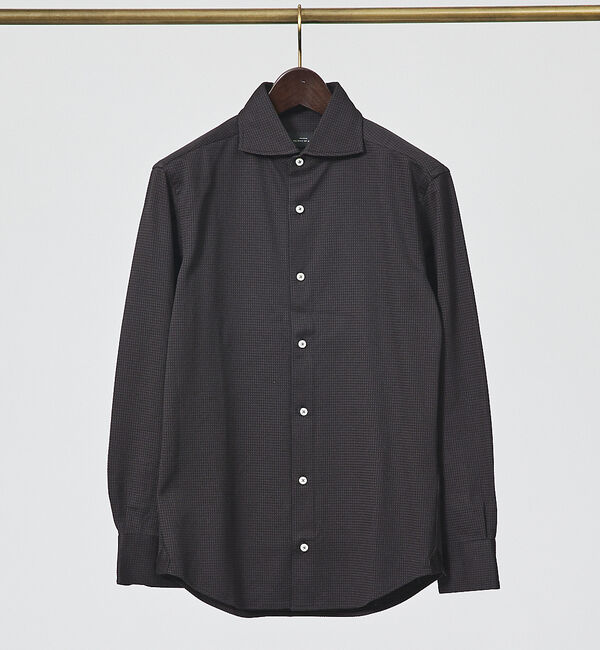 ABAHOUSE「【FLEX SHIRTS】コンパクトシルキー ギンガムチェック 長袖シャツ」|シャツ・ブラウス|ブラック
