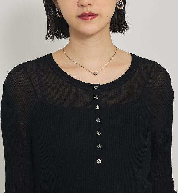 qualite「ヘンリーネックシアーリブニット」|Tシャツ・カットソー|