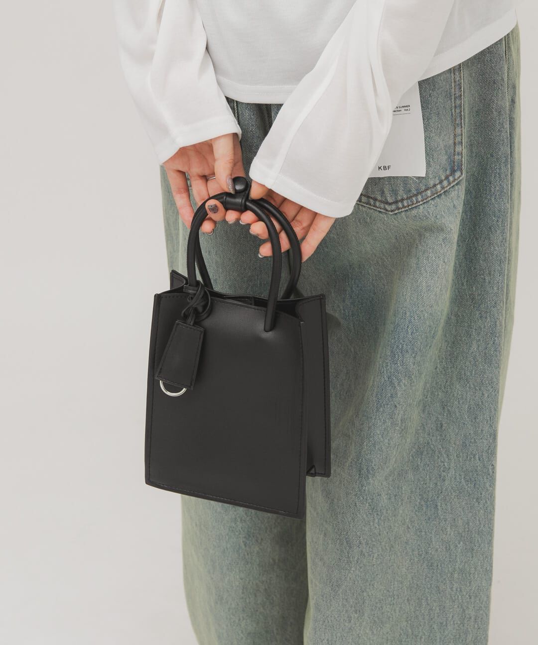  「チャーム付きスクエアミニBAG」|ハンドバッグ|