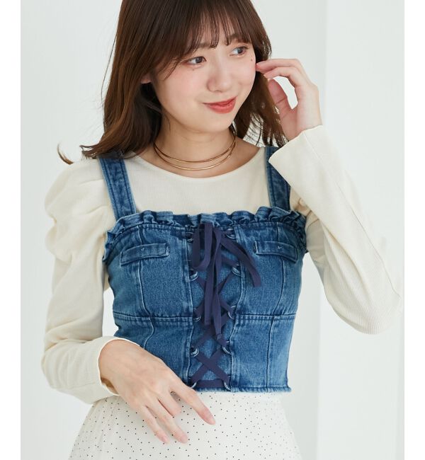 MAJESTICLEGON「クルーネックパワショルリブトップス」|Tシャツ・カットソー|