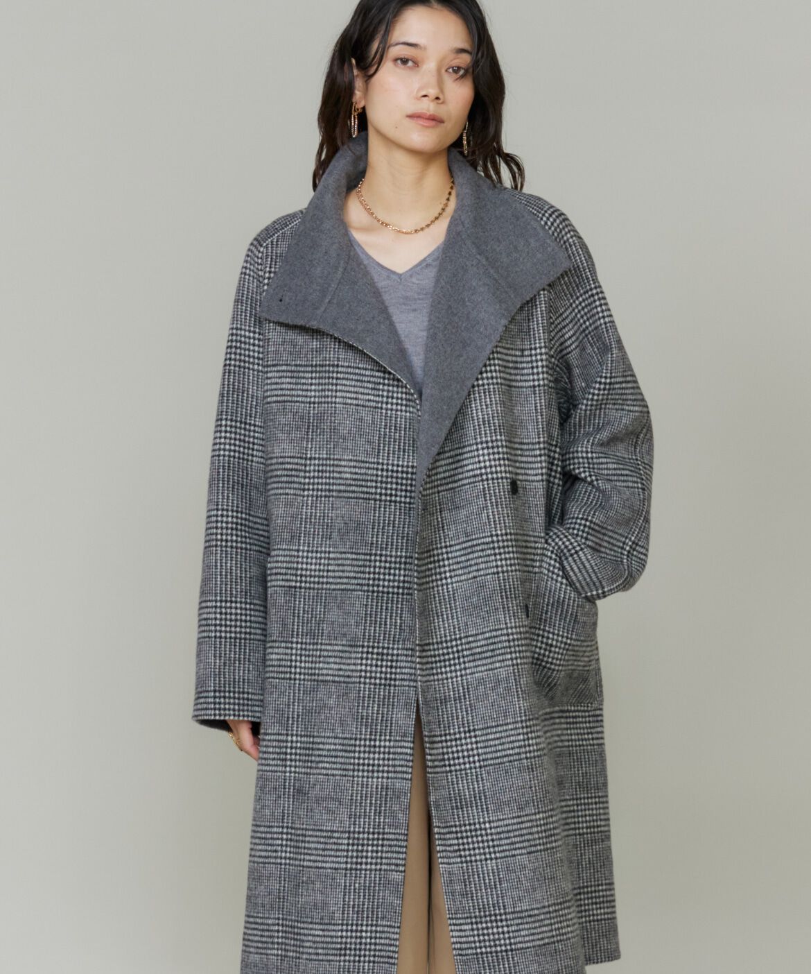 INED「スタンドカラーコート　」|ステンカラーコート|